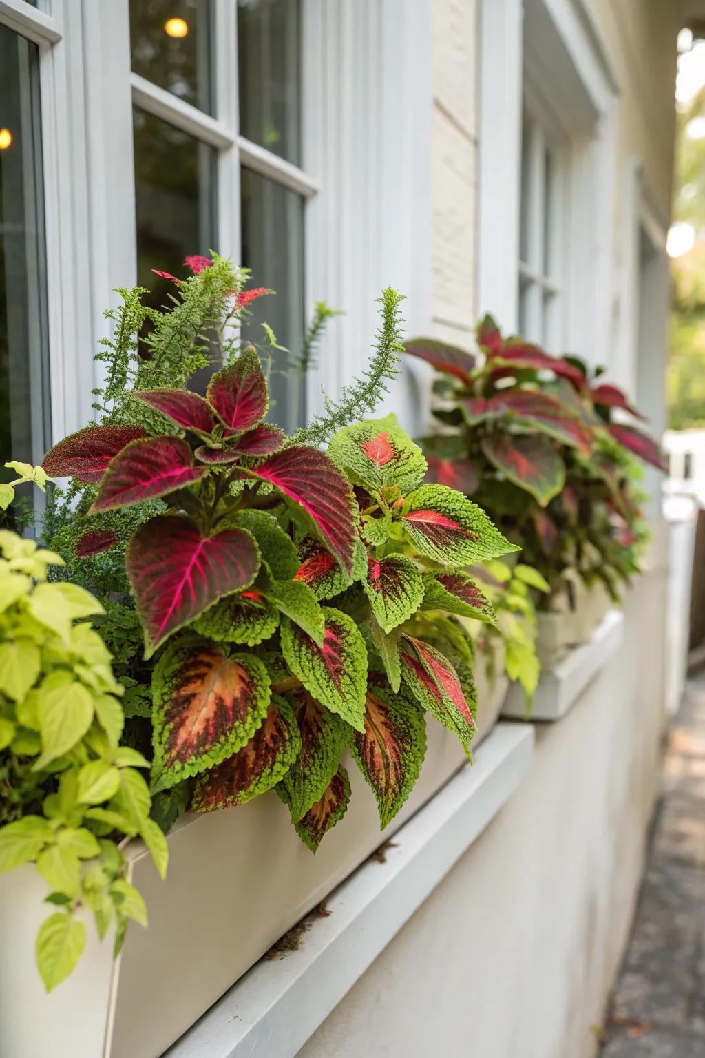 An exotic touch featuring radiant coleus plants.