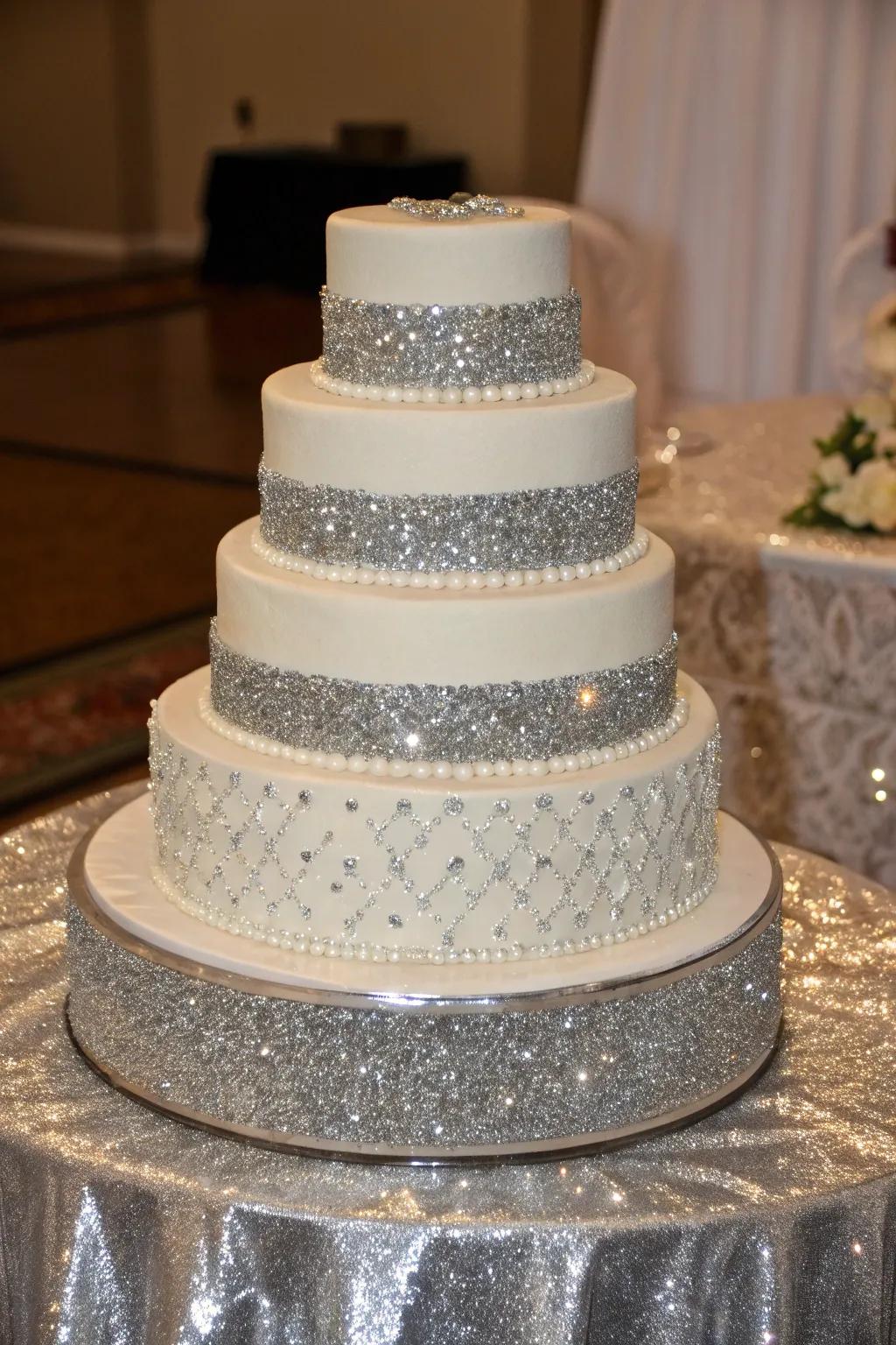 Argent glitter injects a shimmer into this exquisite winter cake.
