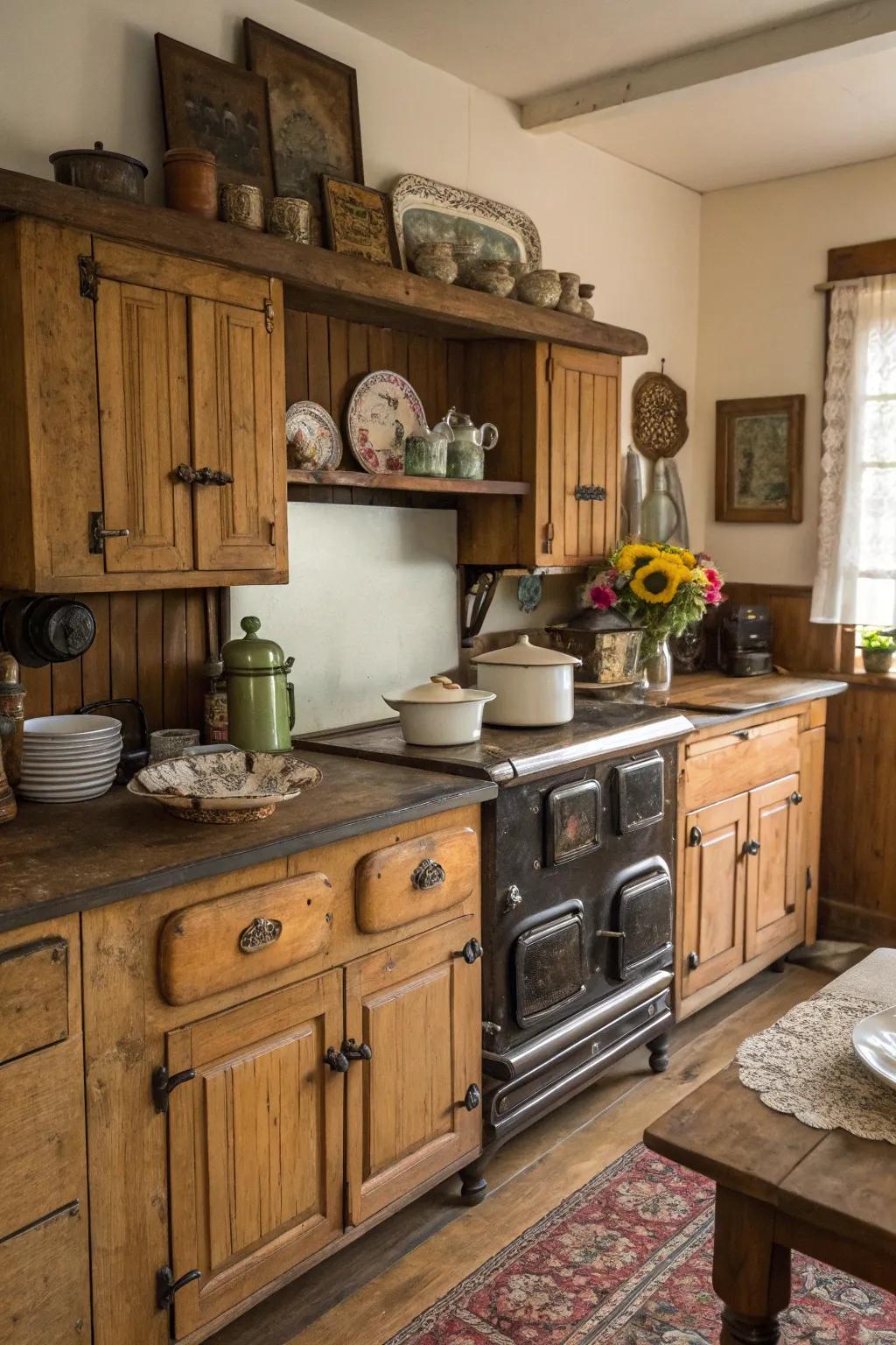 A time-worn timber finish bringing heritage and charm to the kitchen.