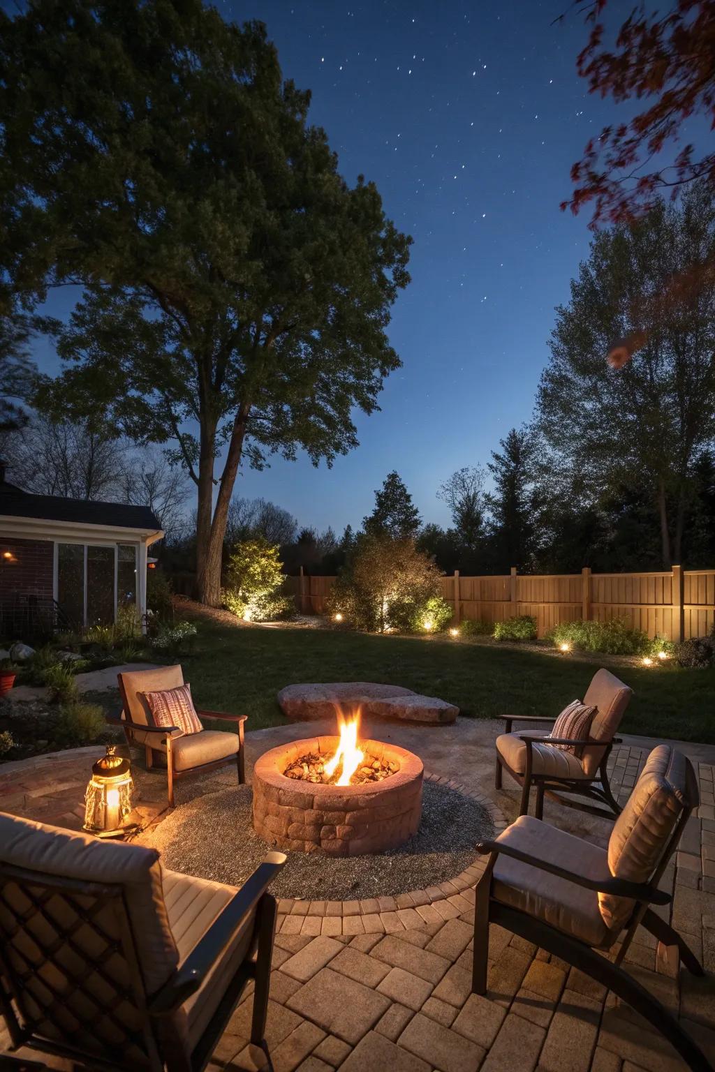 A cozy bonfire pit area ideal for evening gatherings with friends.