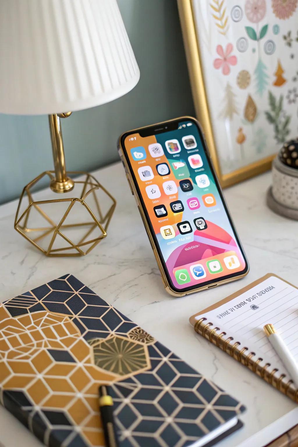 Geometric motifs introduce a modern edge to your screen.