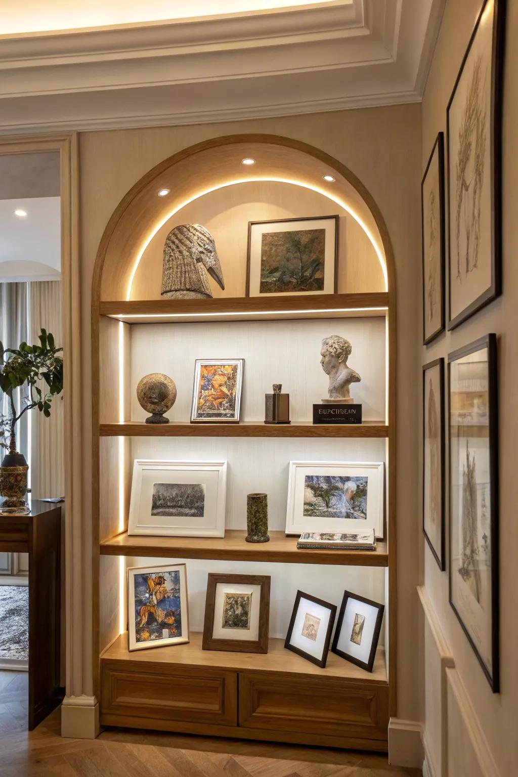 Transform your alcove into a personal art gallery.