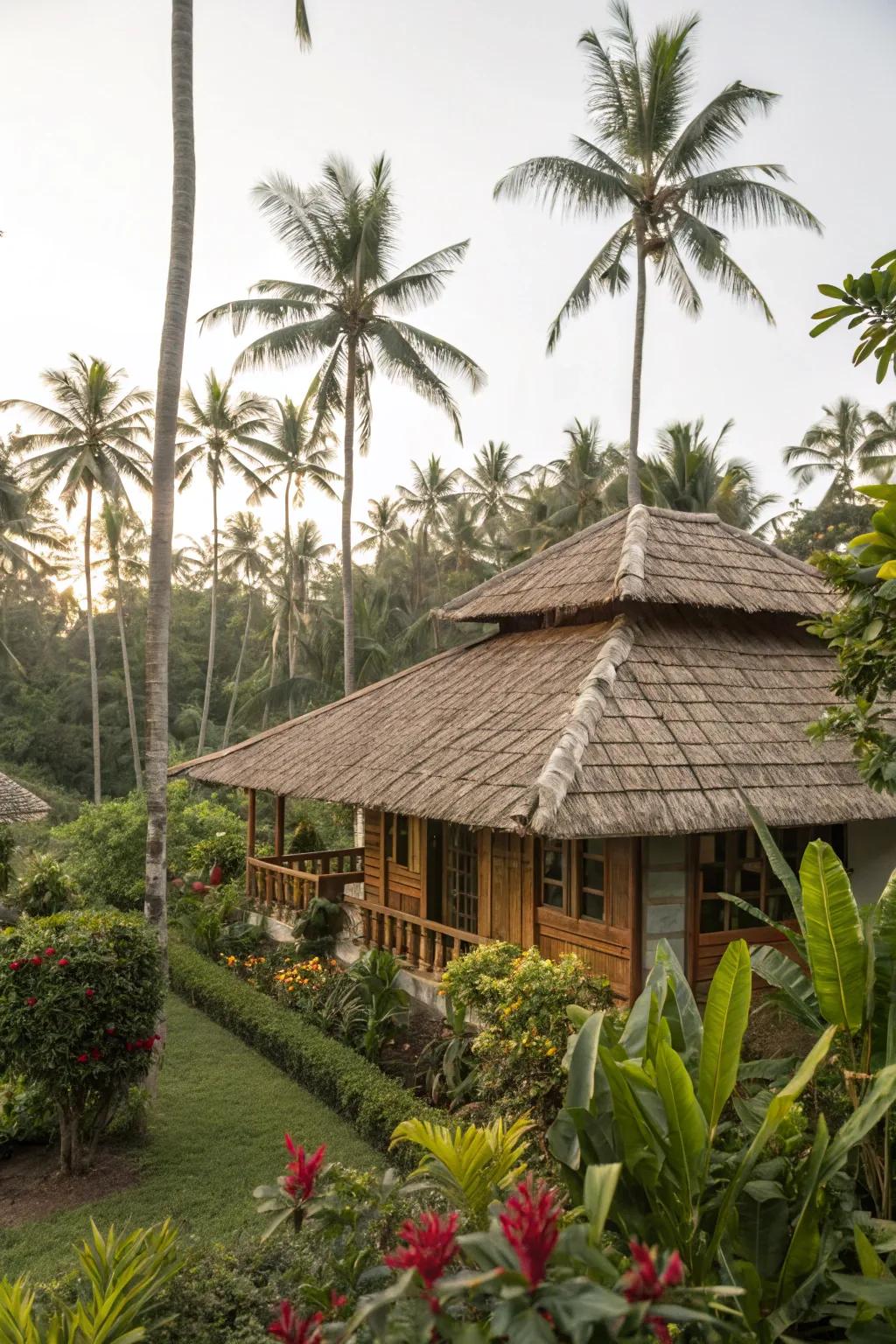 Bamboo roofs offer sustainable options for tropical regions.