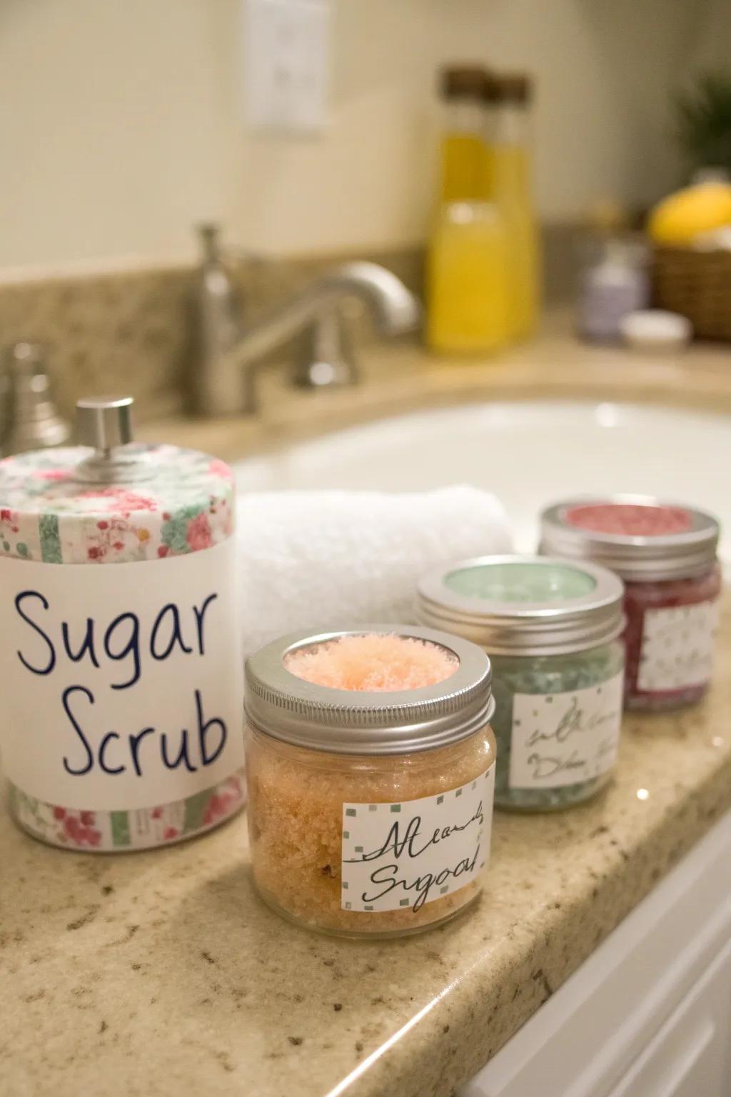 DIY sweet exfoliants are a pampering present your guests will love.