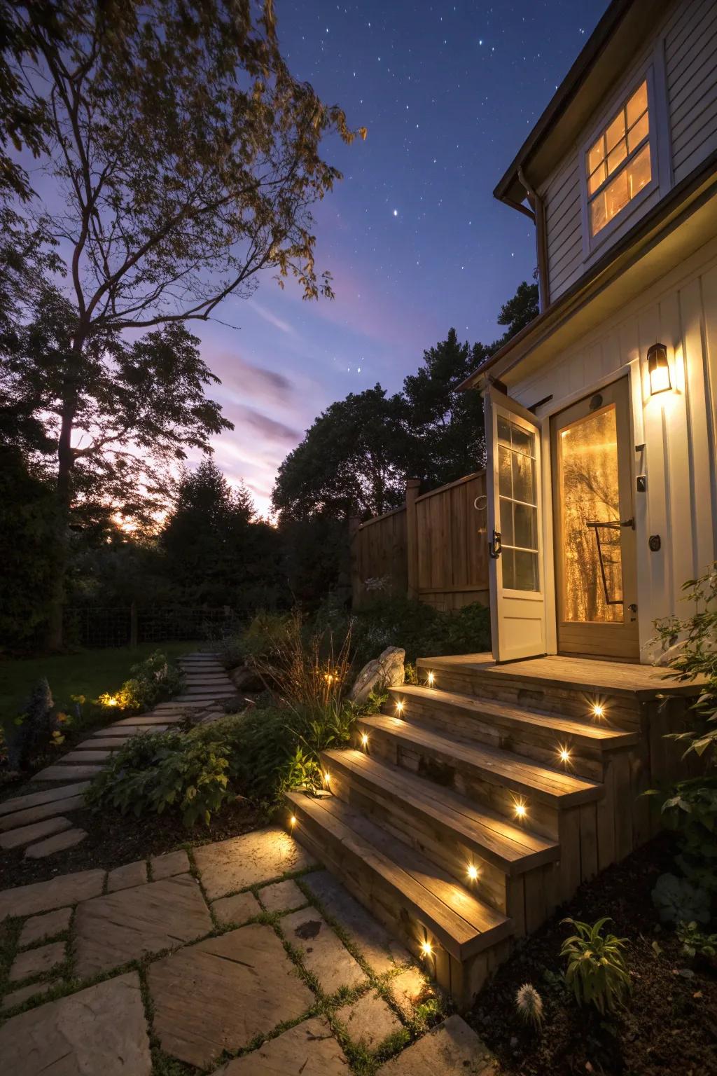 Integrated lighting enriches the ambiance of your outdoor space.