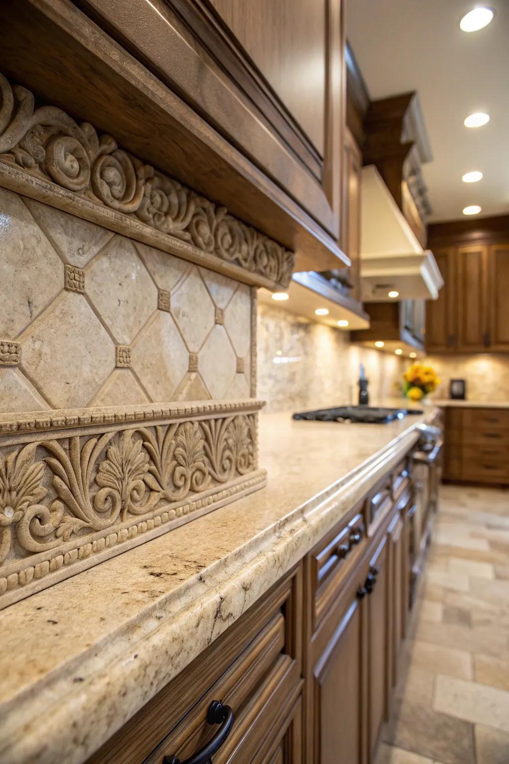 Organic warmth via stone rounded edges.