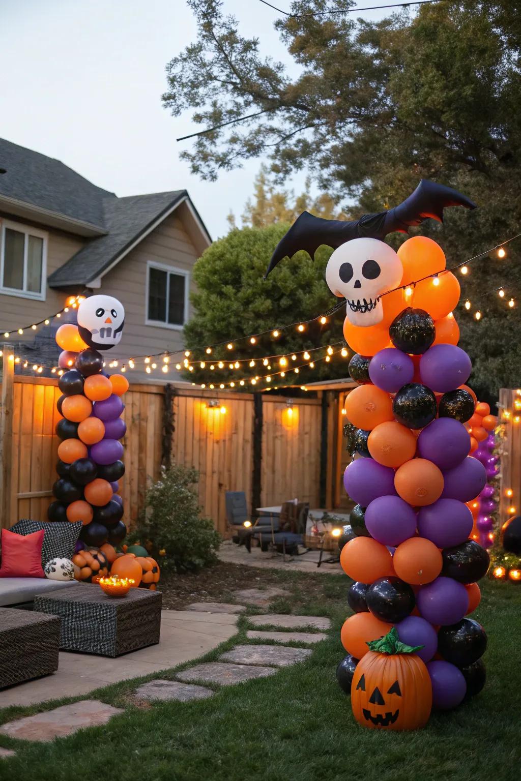 Inflated forms inject a burst of color and enjoyment into any Halloween gathering.
