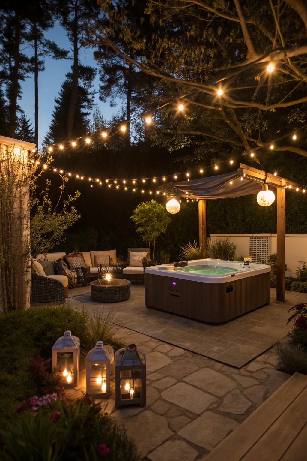 Subdued illumination crafts a magical spa ambiance.