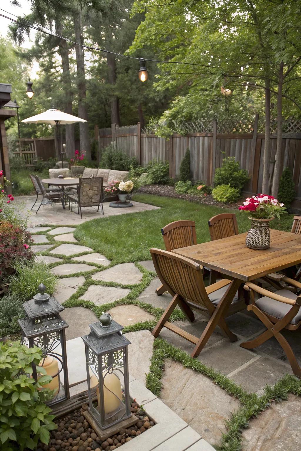 A variety of materials adds texture and visual interest.