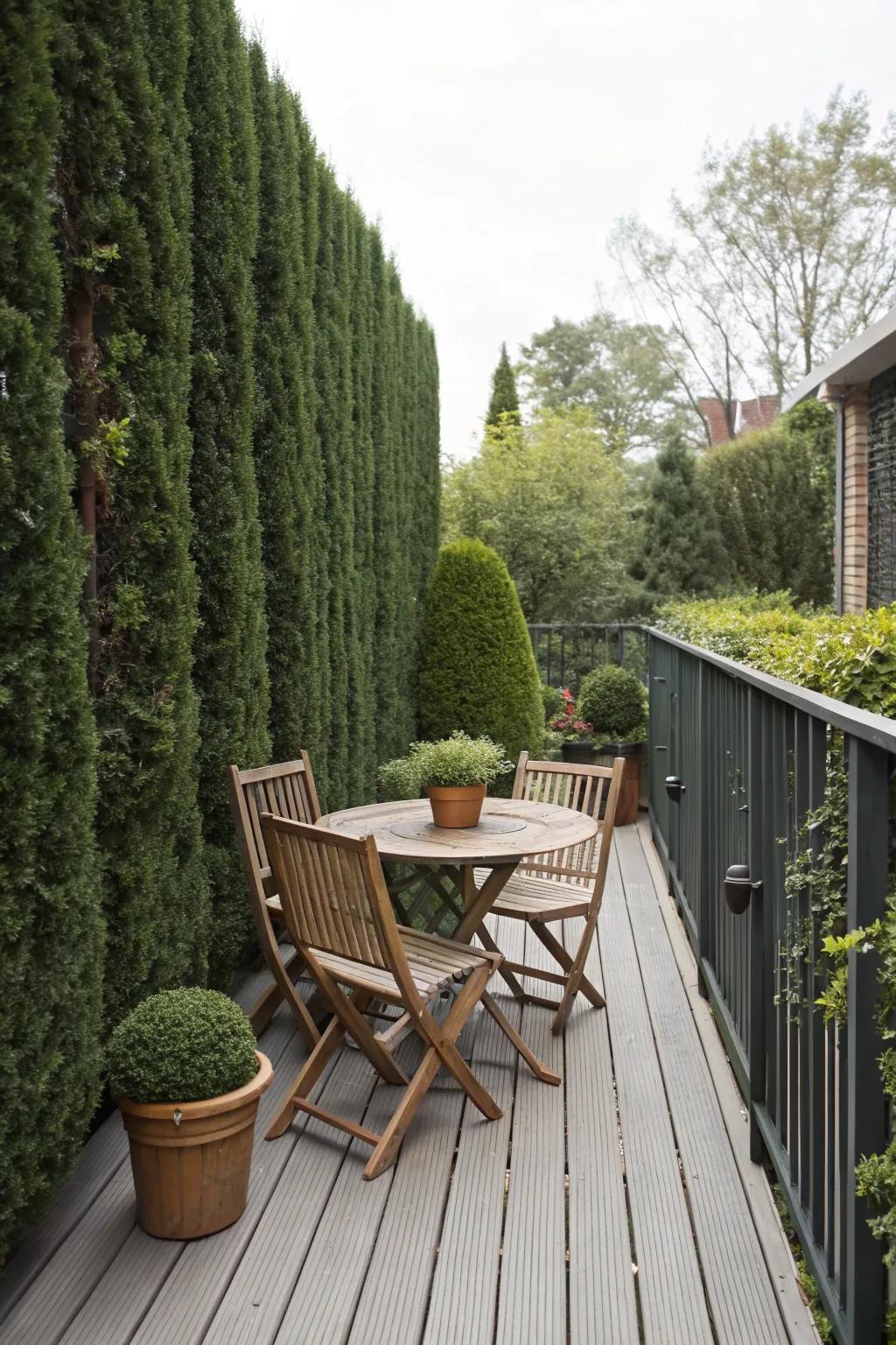 Privacy features transform your deck into a personal sanctuary.