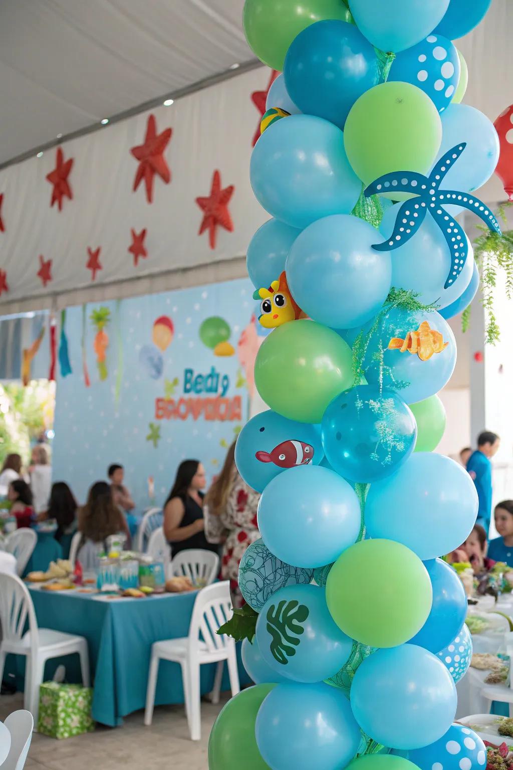 Under the sea balloons bring a splash of playfulness to the party.