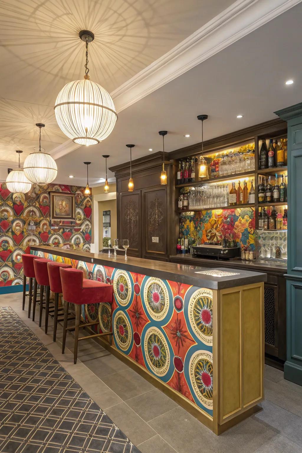 Your bar benefits from the durability and style of vinyl wall coverings.