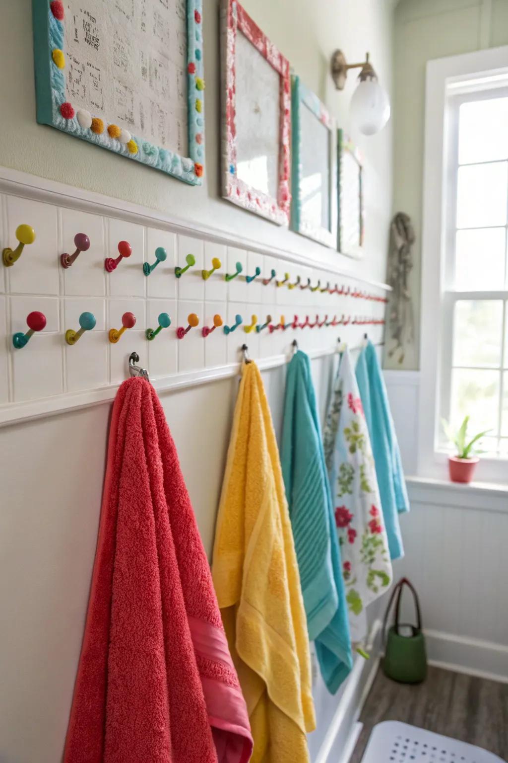 Wall fixtures append a creative twist to towel displays.