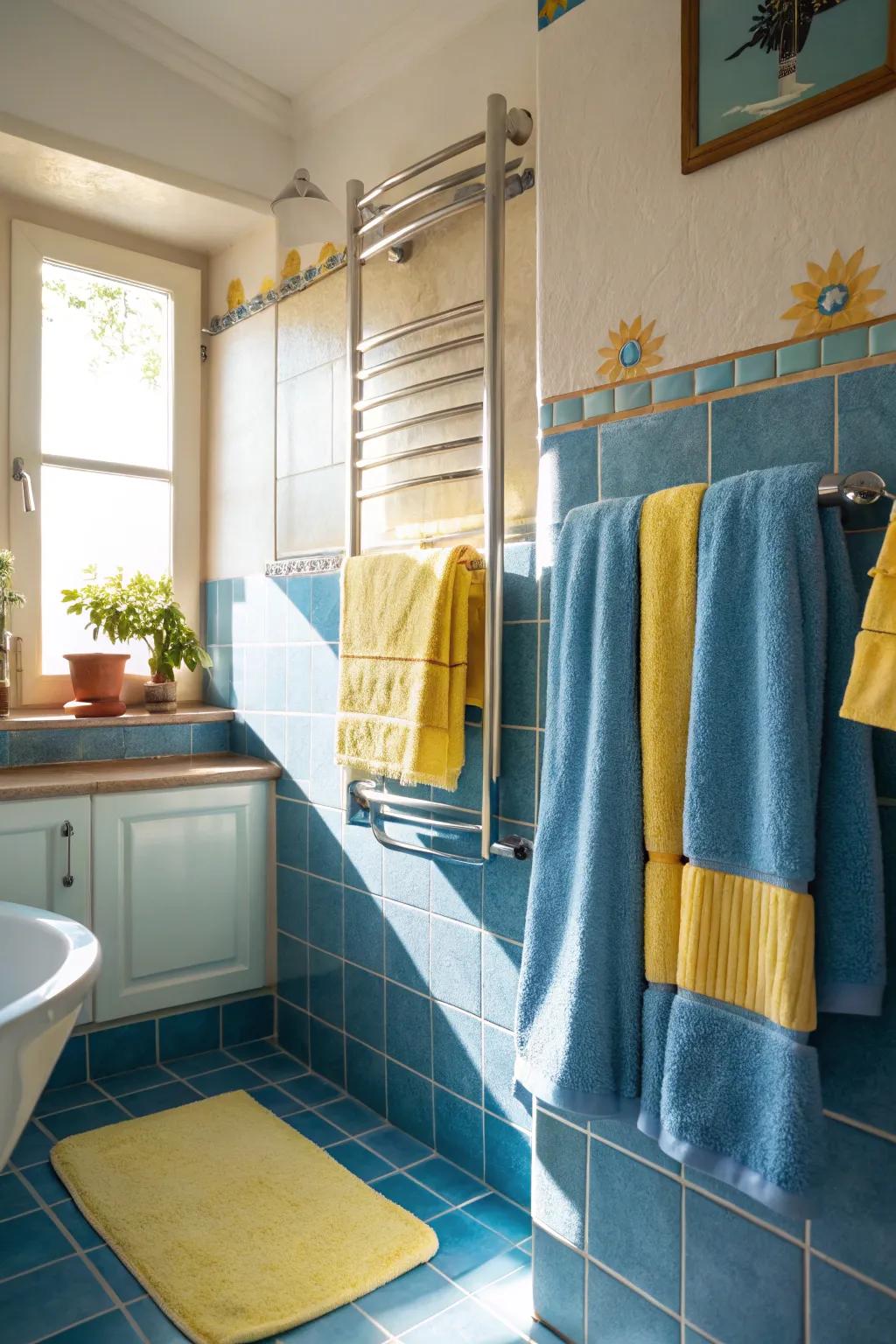 Azure and gold weaves add an invigorating and vibrant touch.