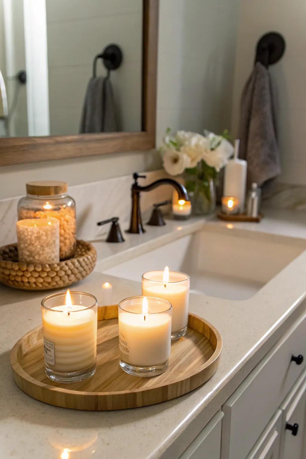 Aromatic lights contribute warmth and a soothing scent.