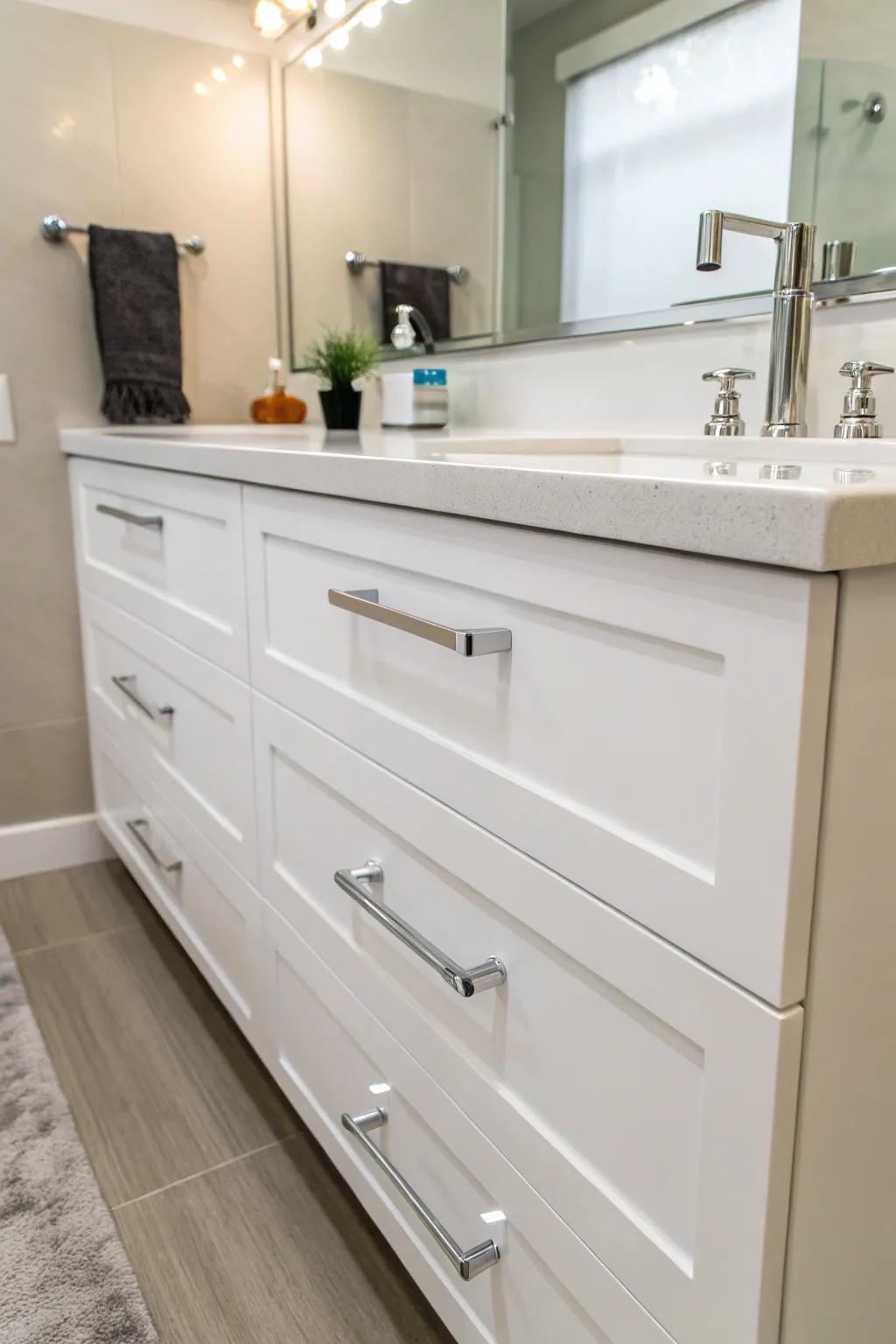 Acrylic pulls present a smooth, understated modernity.