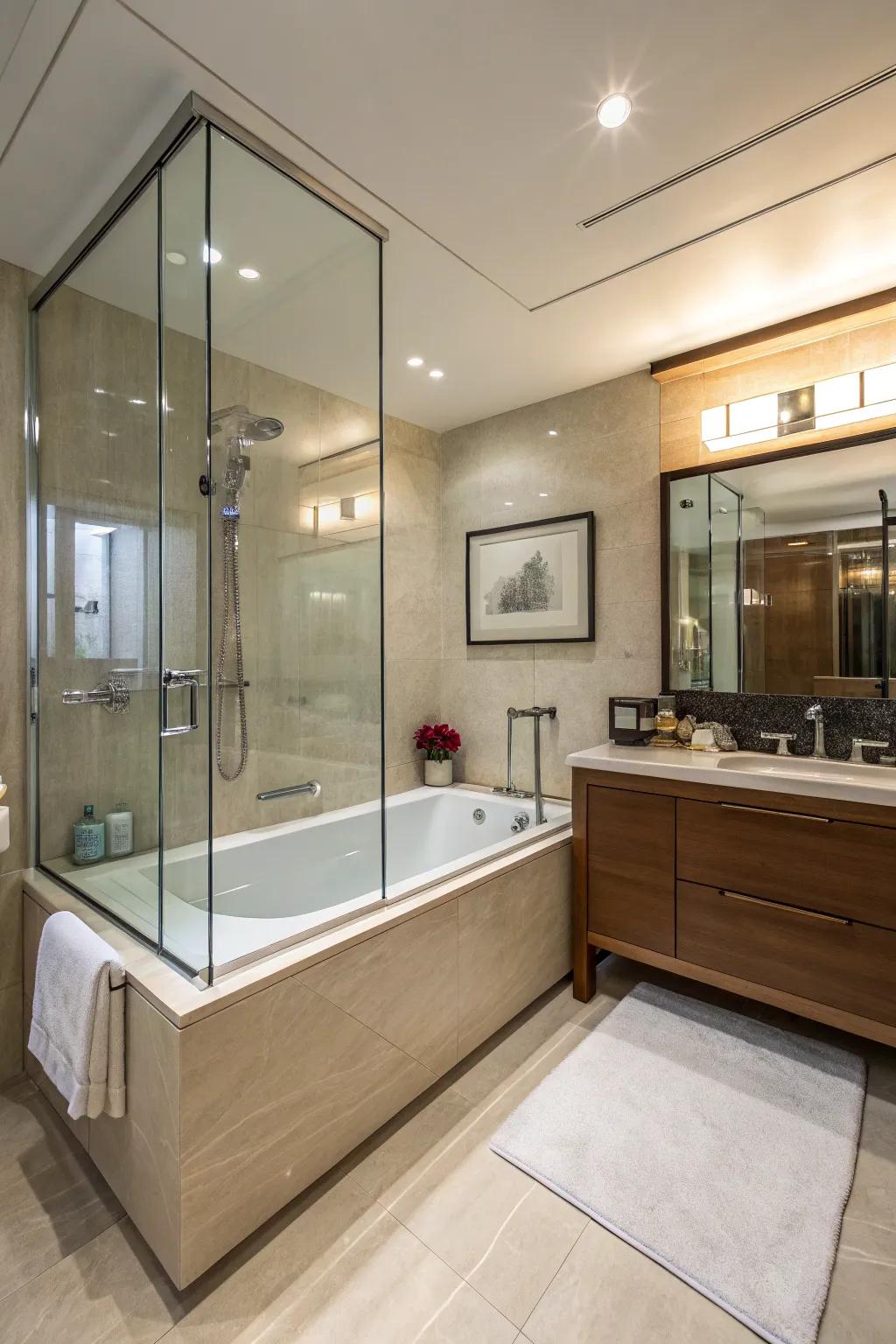 Glass enclosures offer a sleek, modern look.