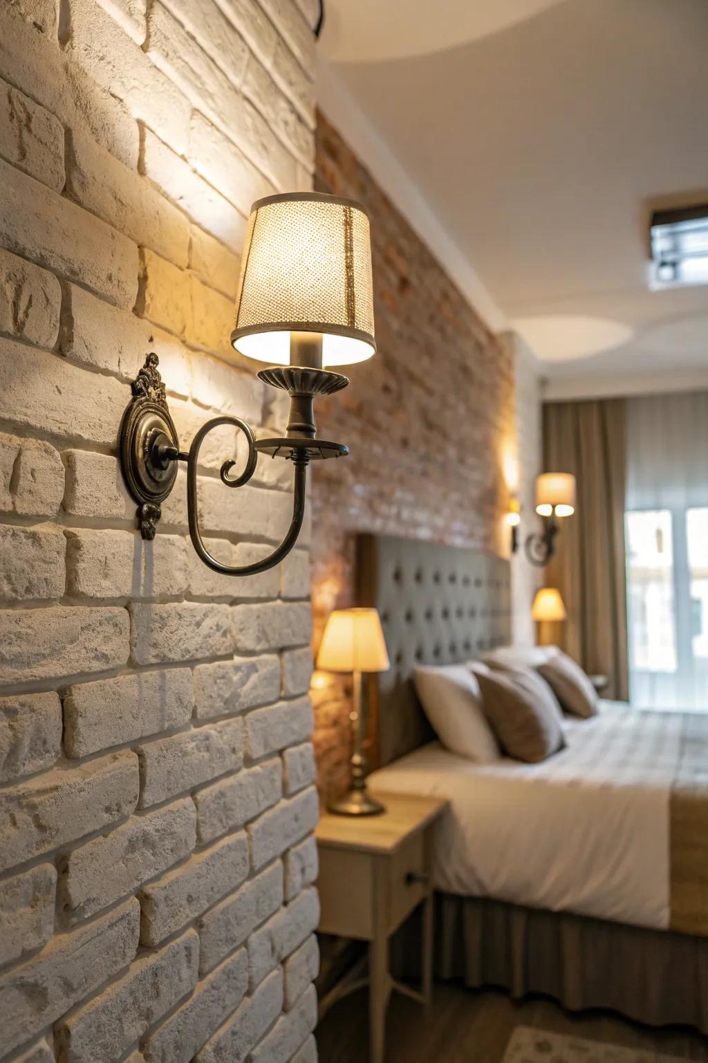 Textured sceneries heighten the charm of wall luminaires.