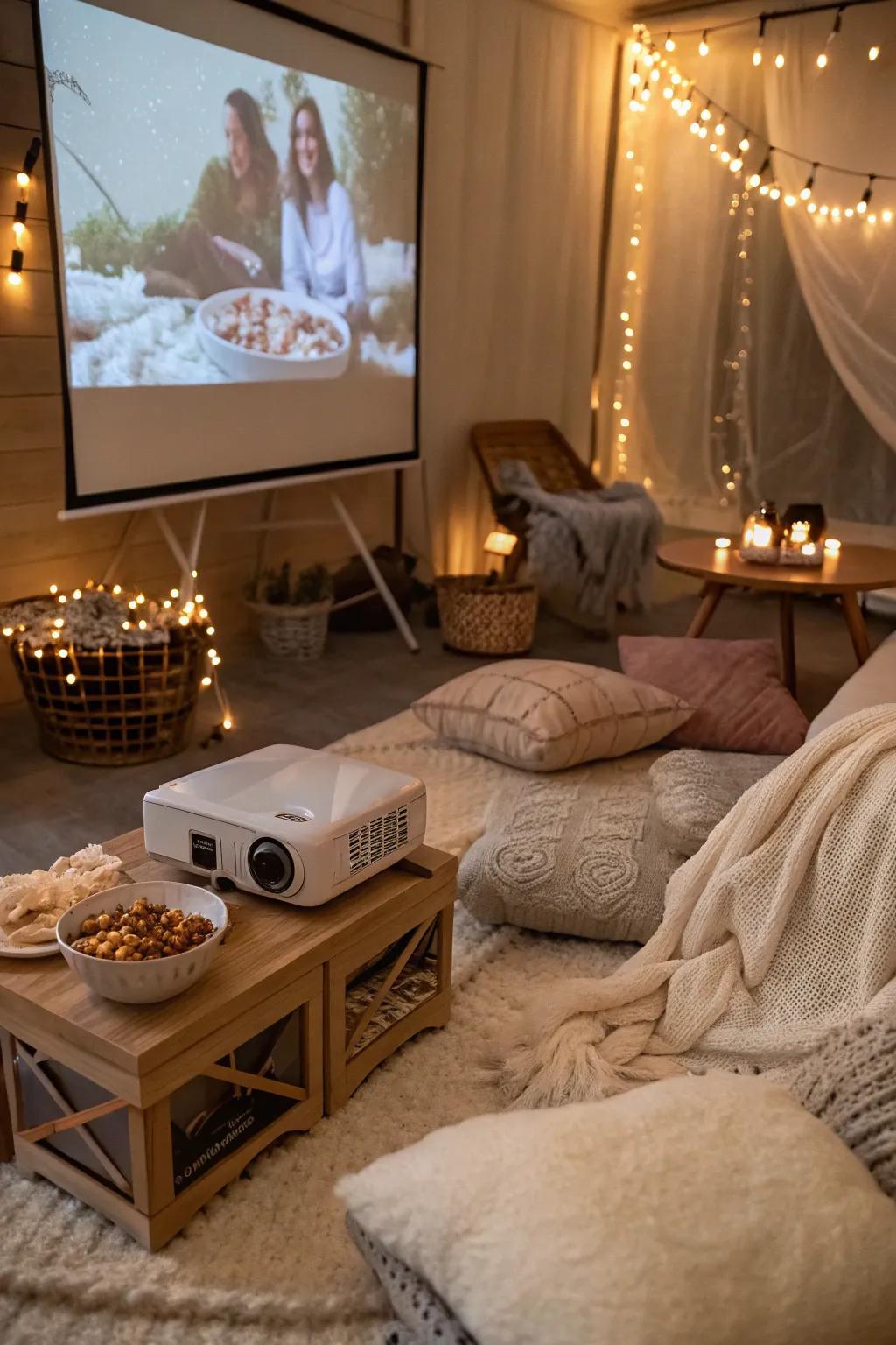 Enjoy a night of films and comfort with a home cinema vibe.