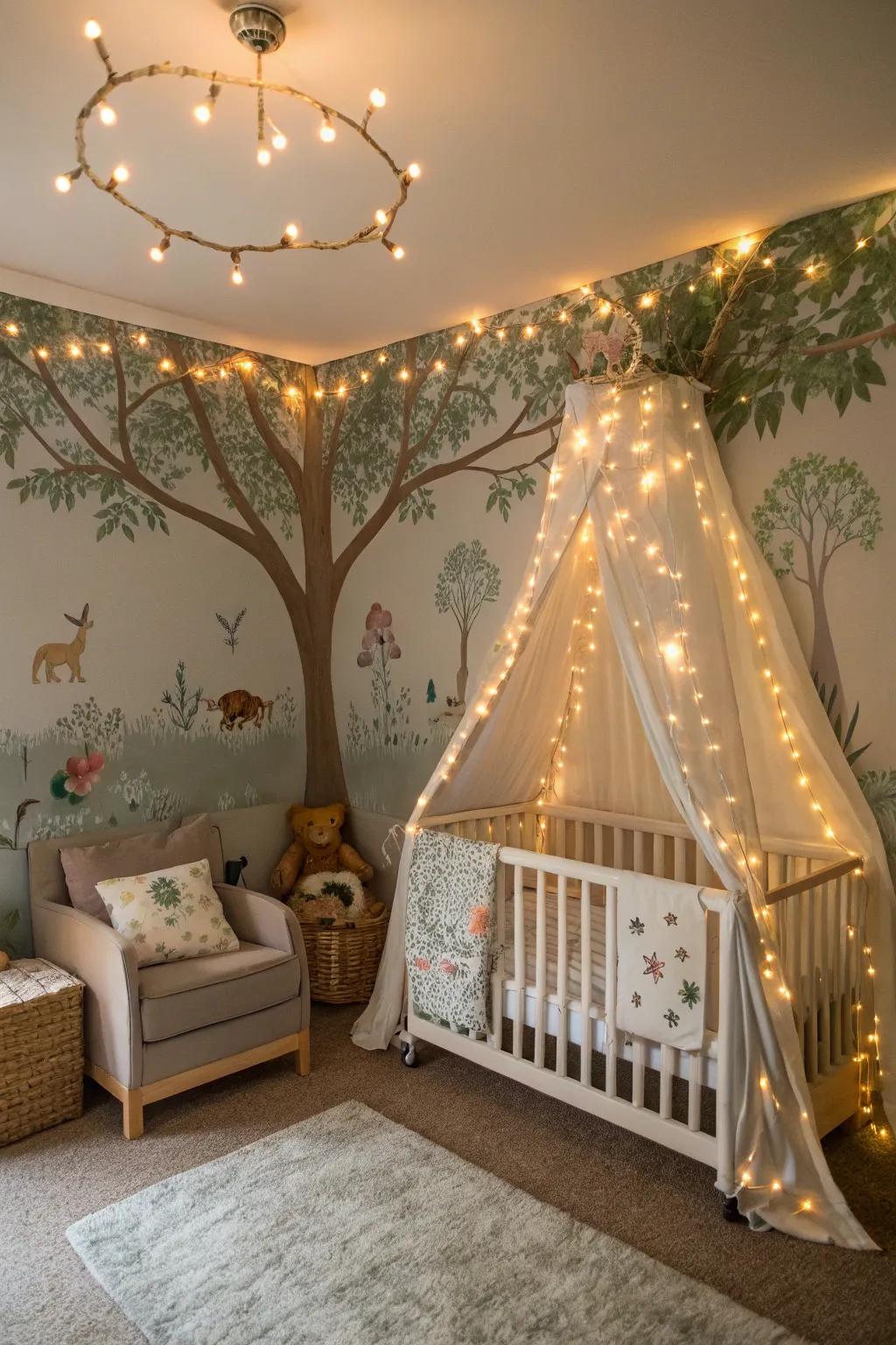 Conjure magic by creating a nursery themed after an enchanted forest.