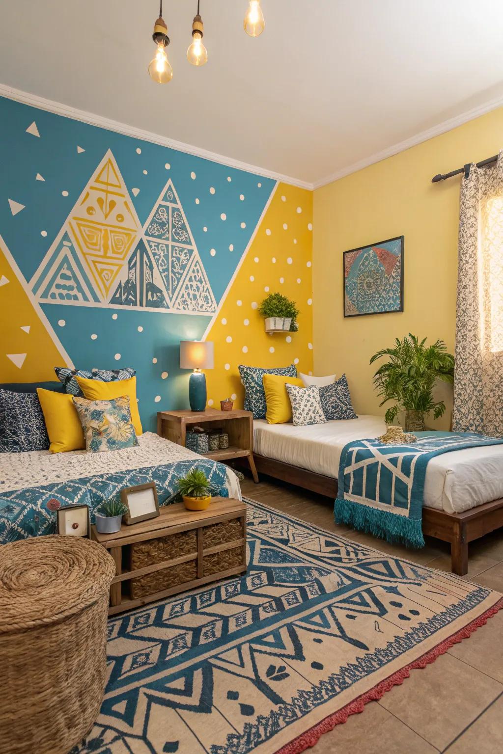 A daring focus wall injects excitement into the design of the space.