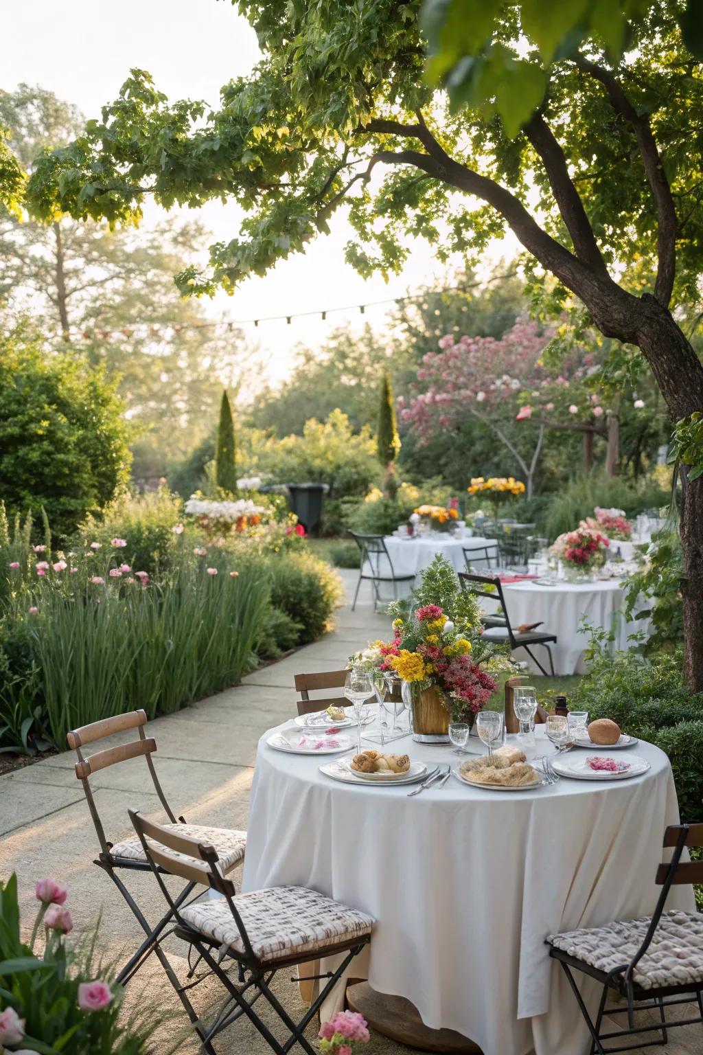 A garden brunch outside offers a refreshing change of scenery.