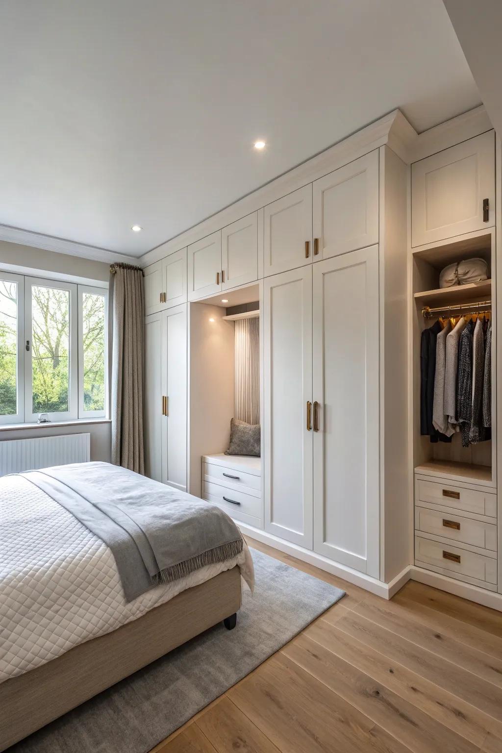 Floating wardrobes offer a modern and airy design.
