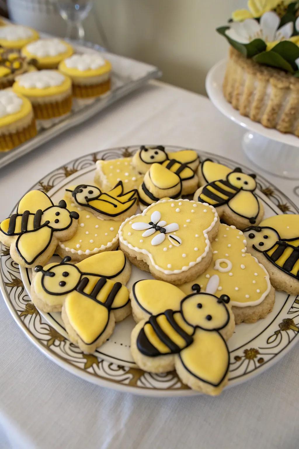 Lovingly adorned bee confections ready to savor.