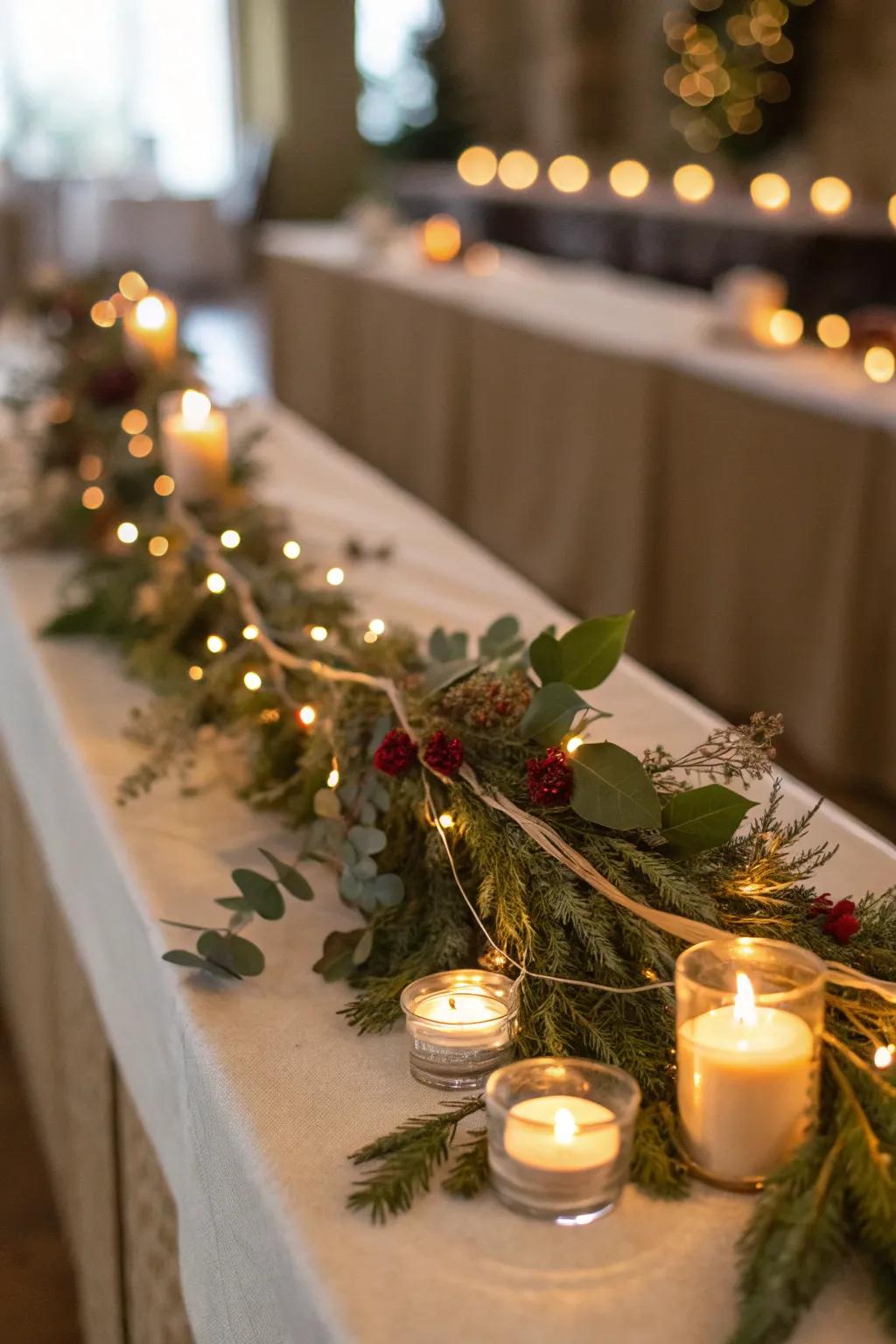 A festoon adorned with deliberately positioned faint lights for gentle illumination.