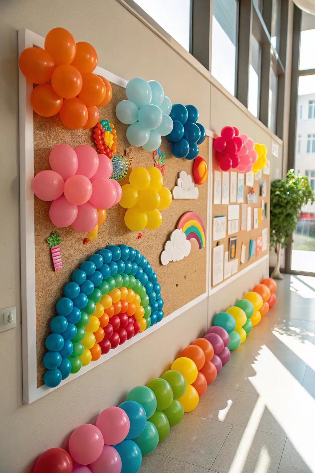 Balloons introduce a playful and festive dimension to the carnival-themed board.