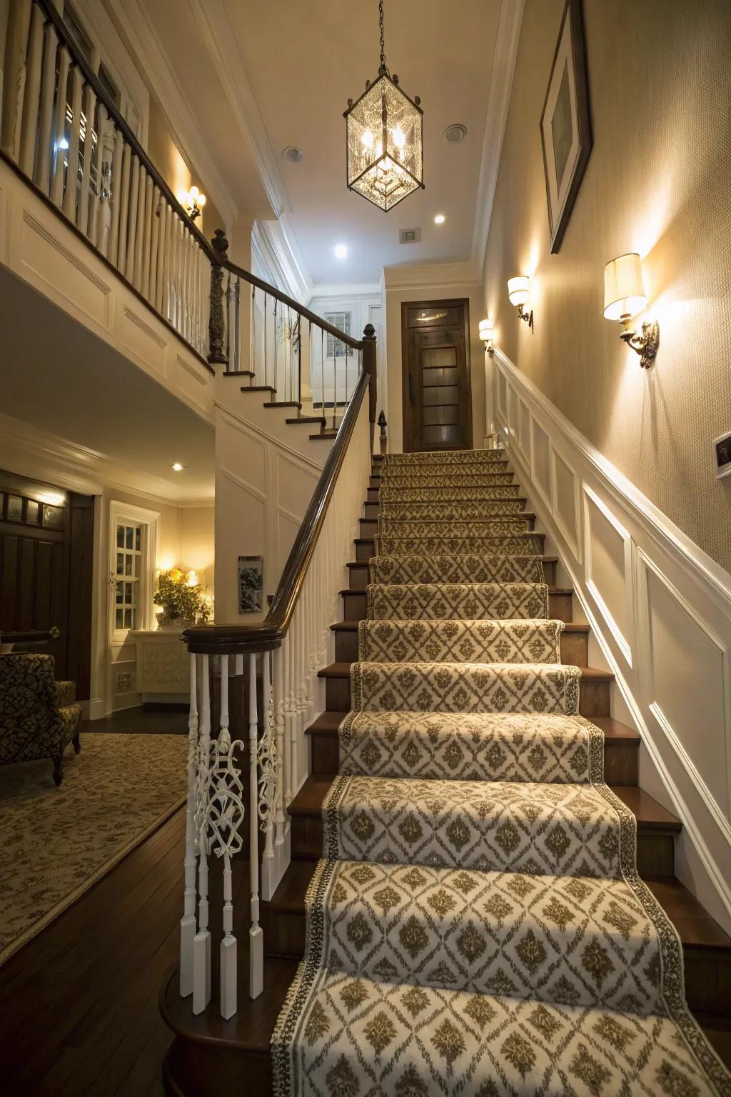 Illumination enhances carpet textures and shades.