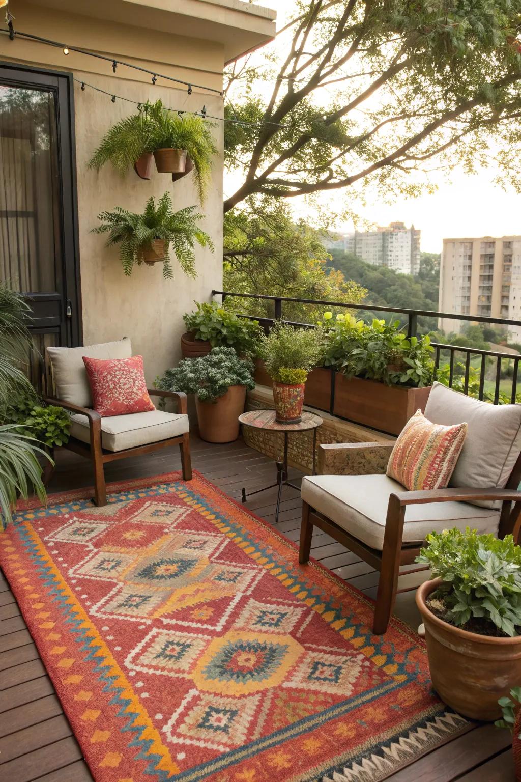 Enhancing patio comfort and color with outdoor carpets.