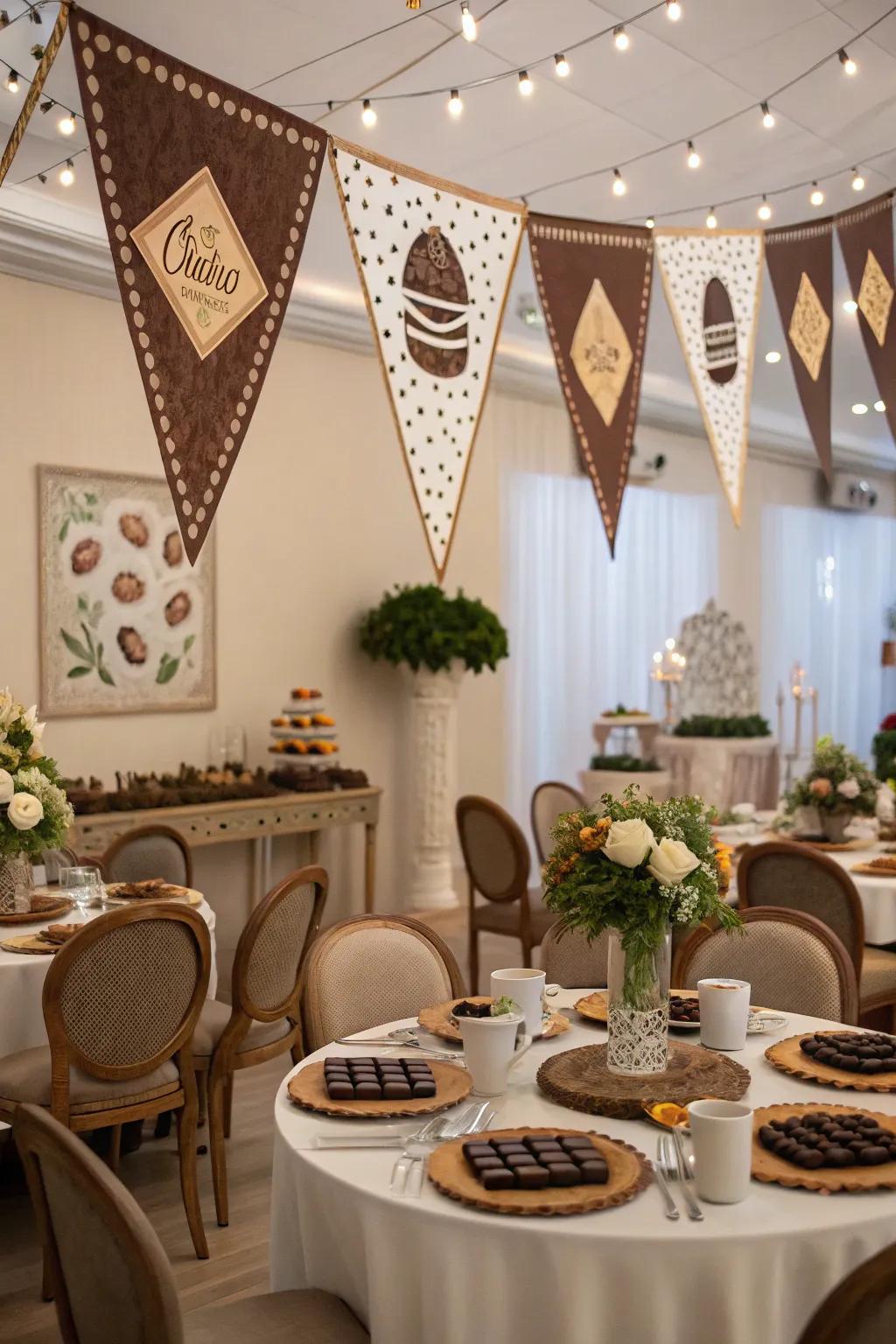 Atmospheric decorations to enrich the chocolate-themed festivity.