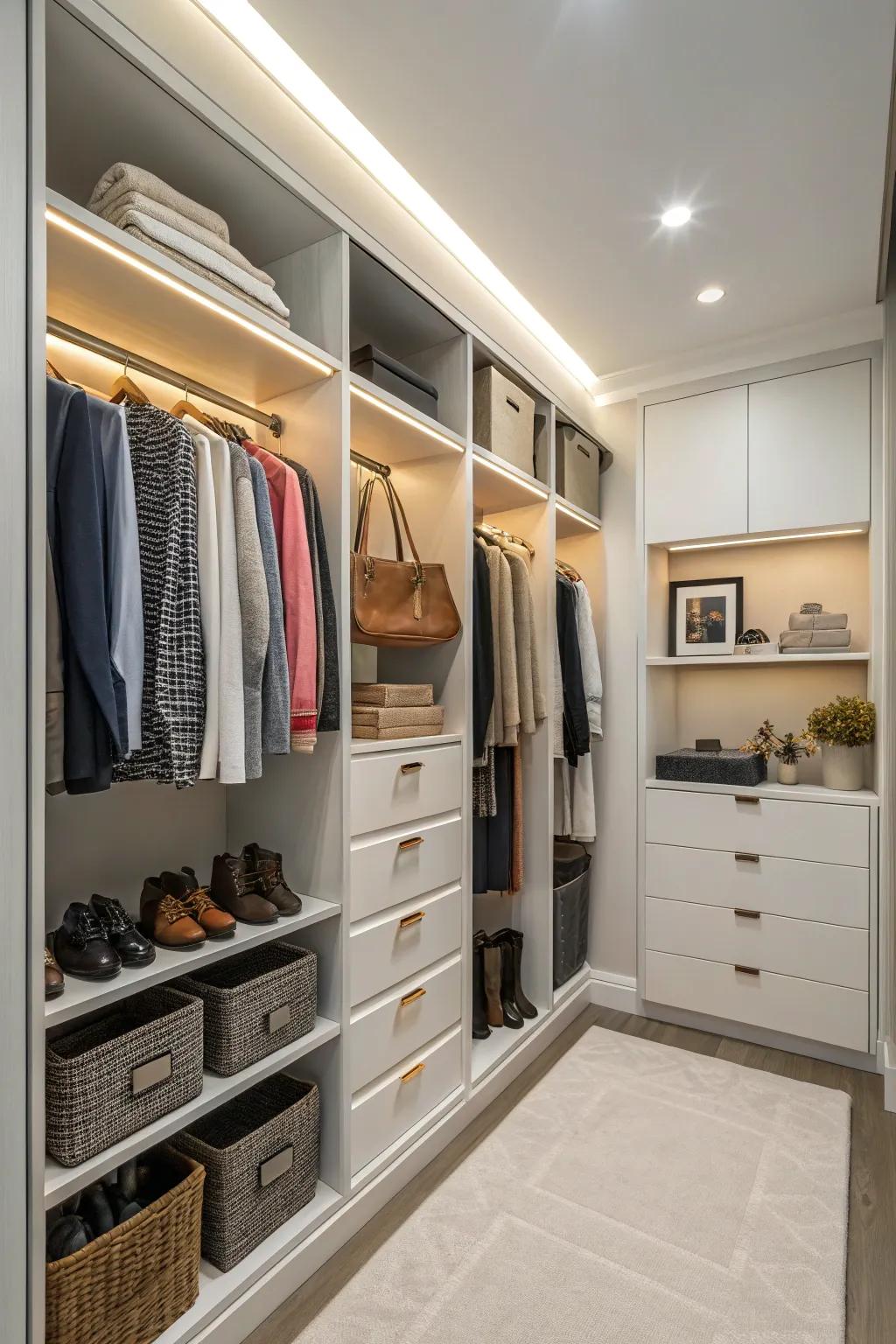 Shelving that can be customized adapts to the dynamic requirements of your wardrobe.