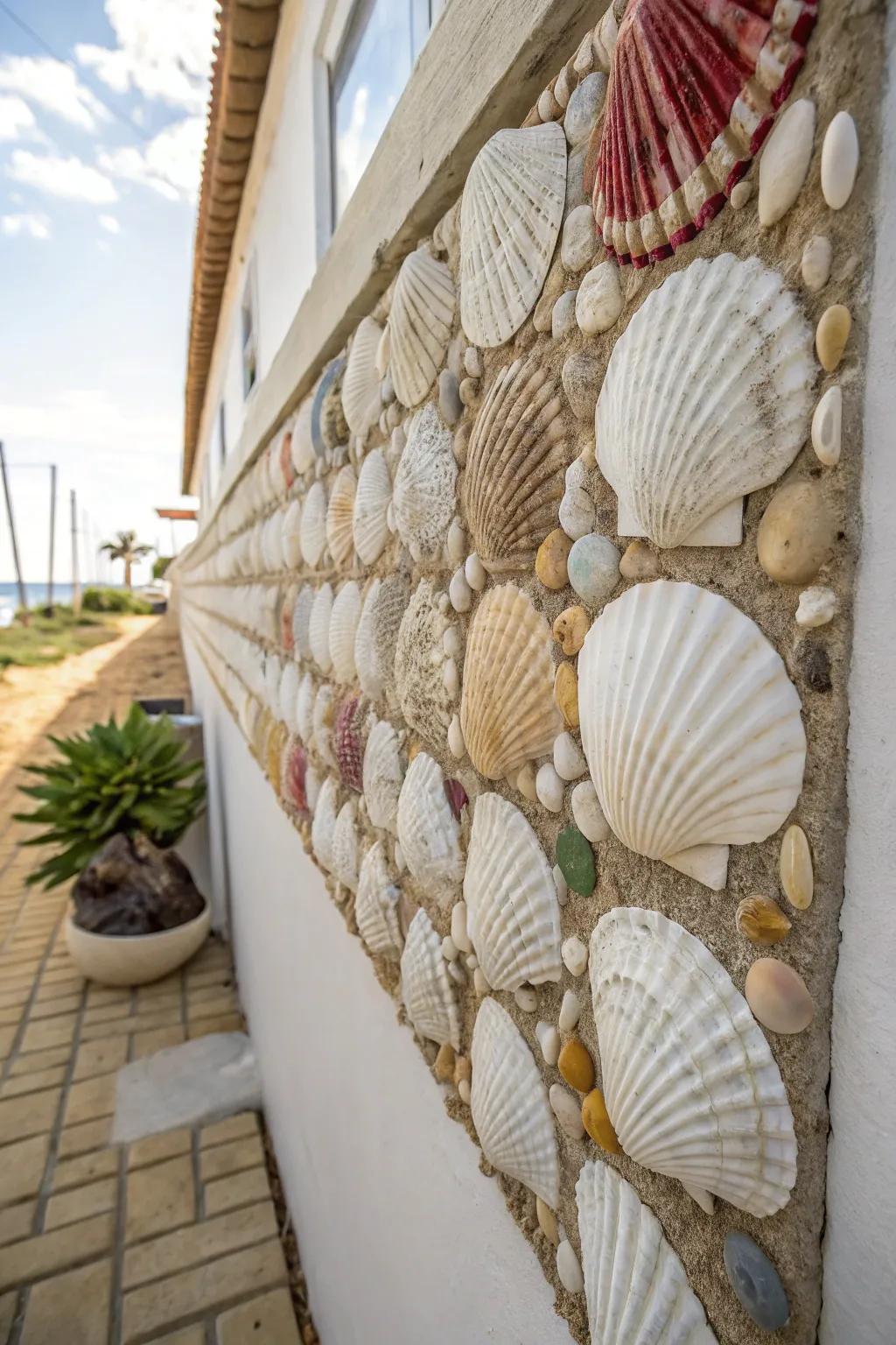 A seashell assemblage imparting a personal flourish to coastal decor.