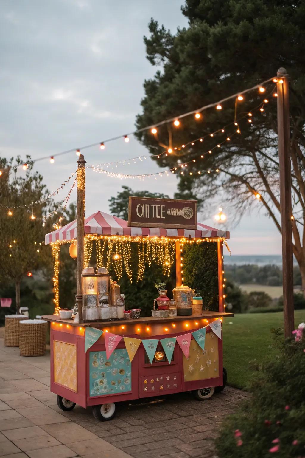Make your mornings magical with whimsical coffee cart decor.