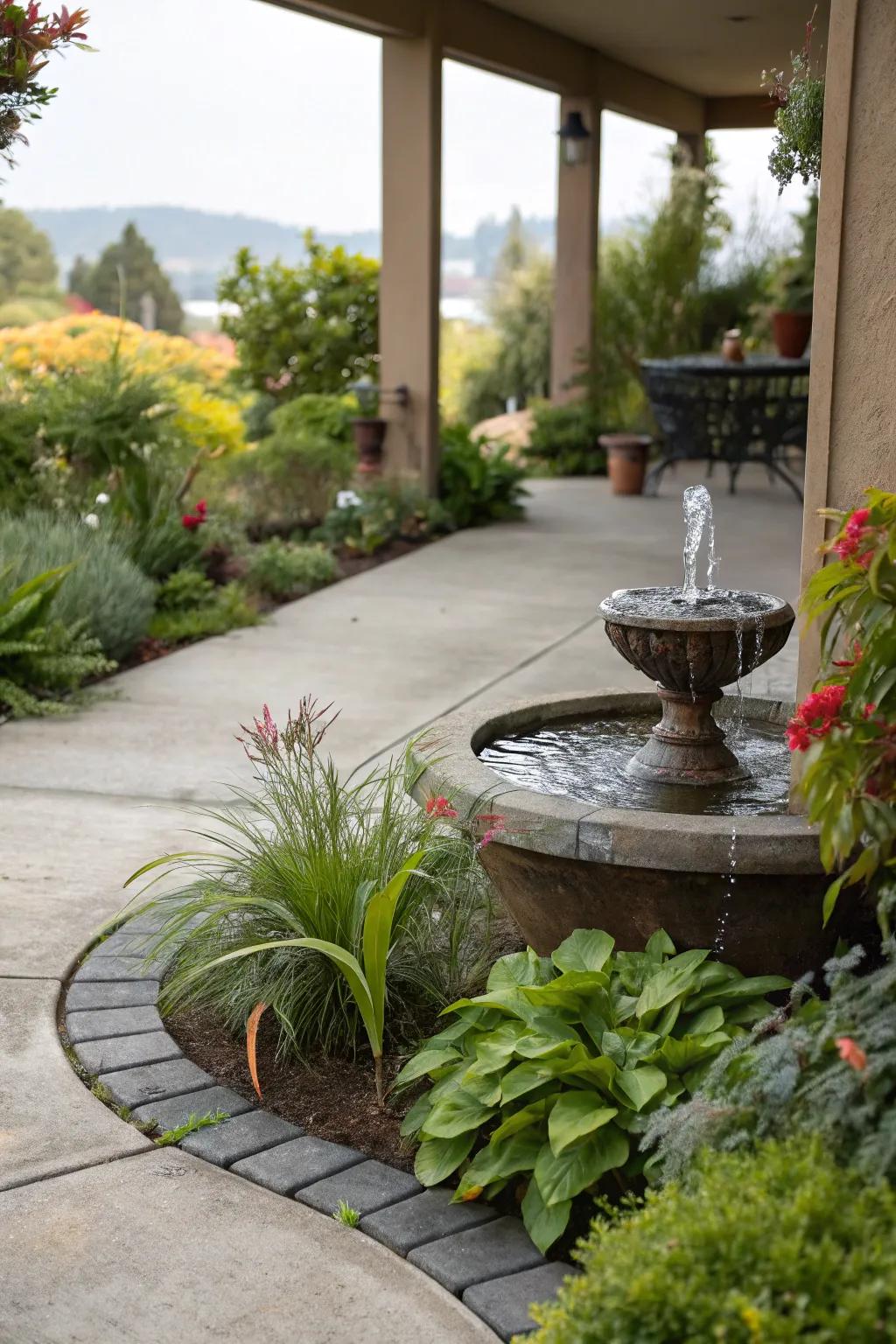 Water characteristics infuse calm into your patio blueprint.