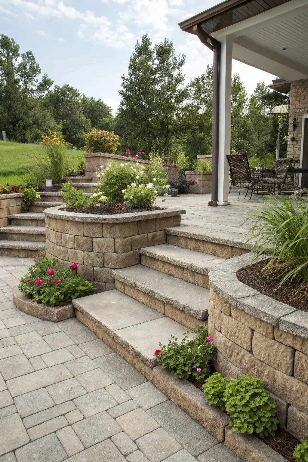 Add dimension with a multi-level patio design.