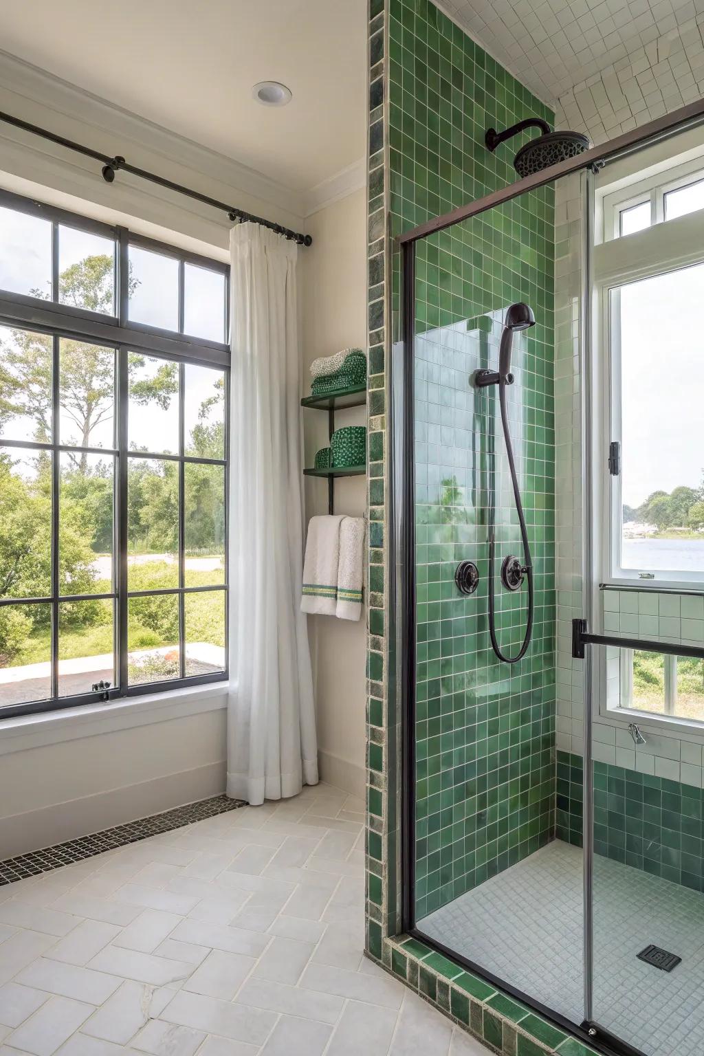 Verdant embellishment squares usher in a revitalizing and vibrant sensation to your shower.