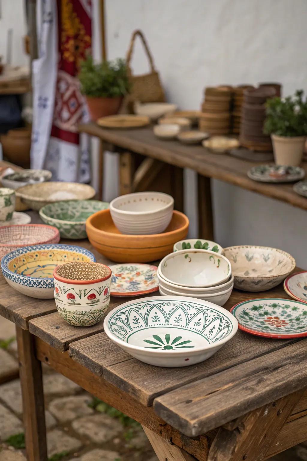 Hand-shaped earthenware injects special allure into your dining ambiance.