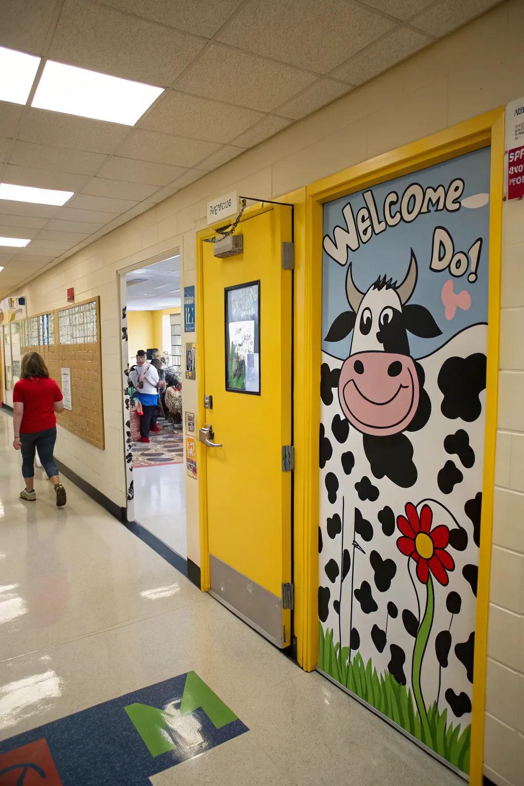 A 'Welcome to Our Wonderful Classroom' door decor
