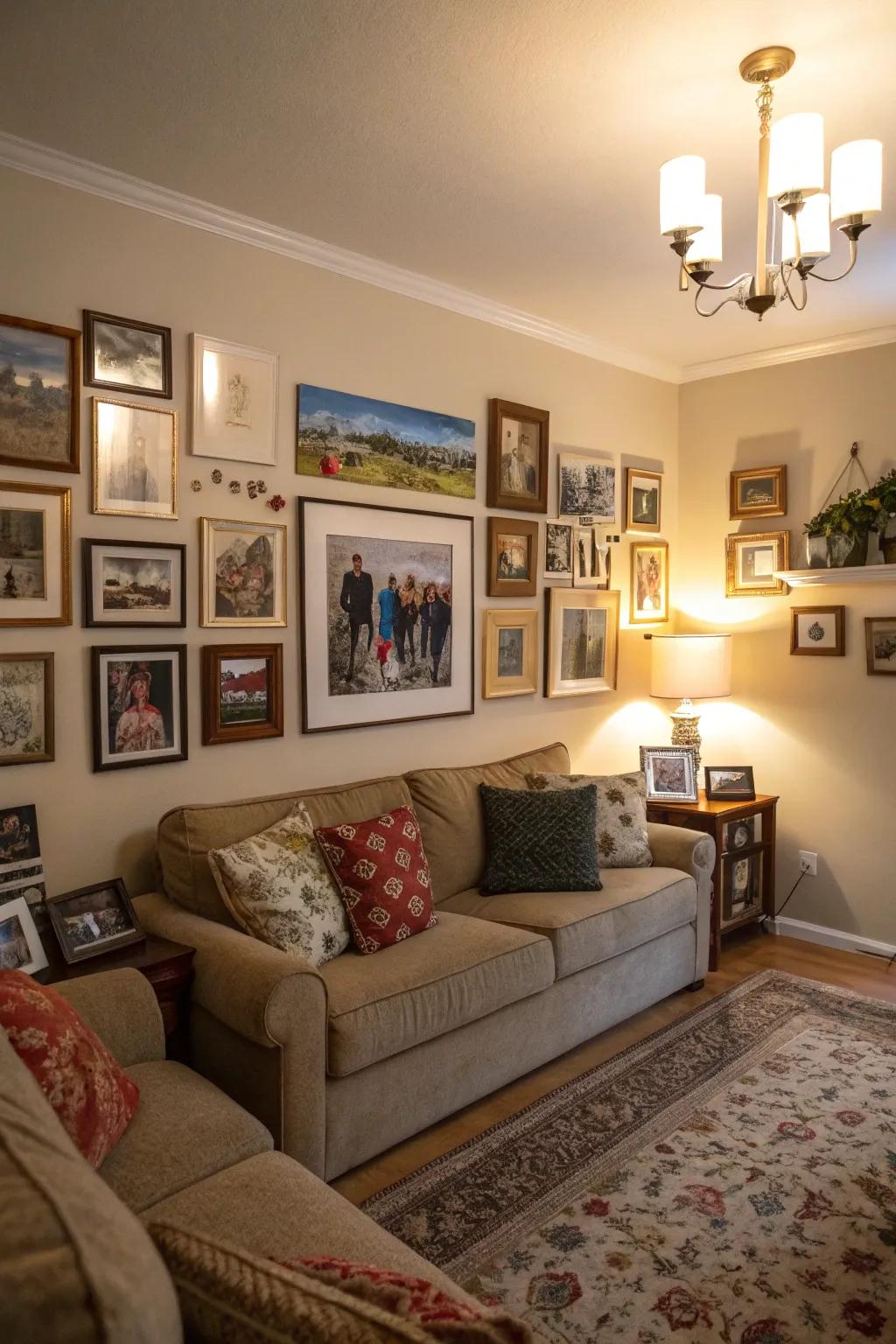 Personal touches such as artwork and photos personalize your space.