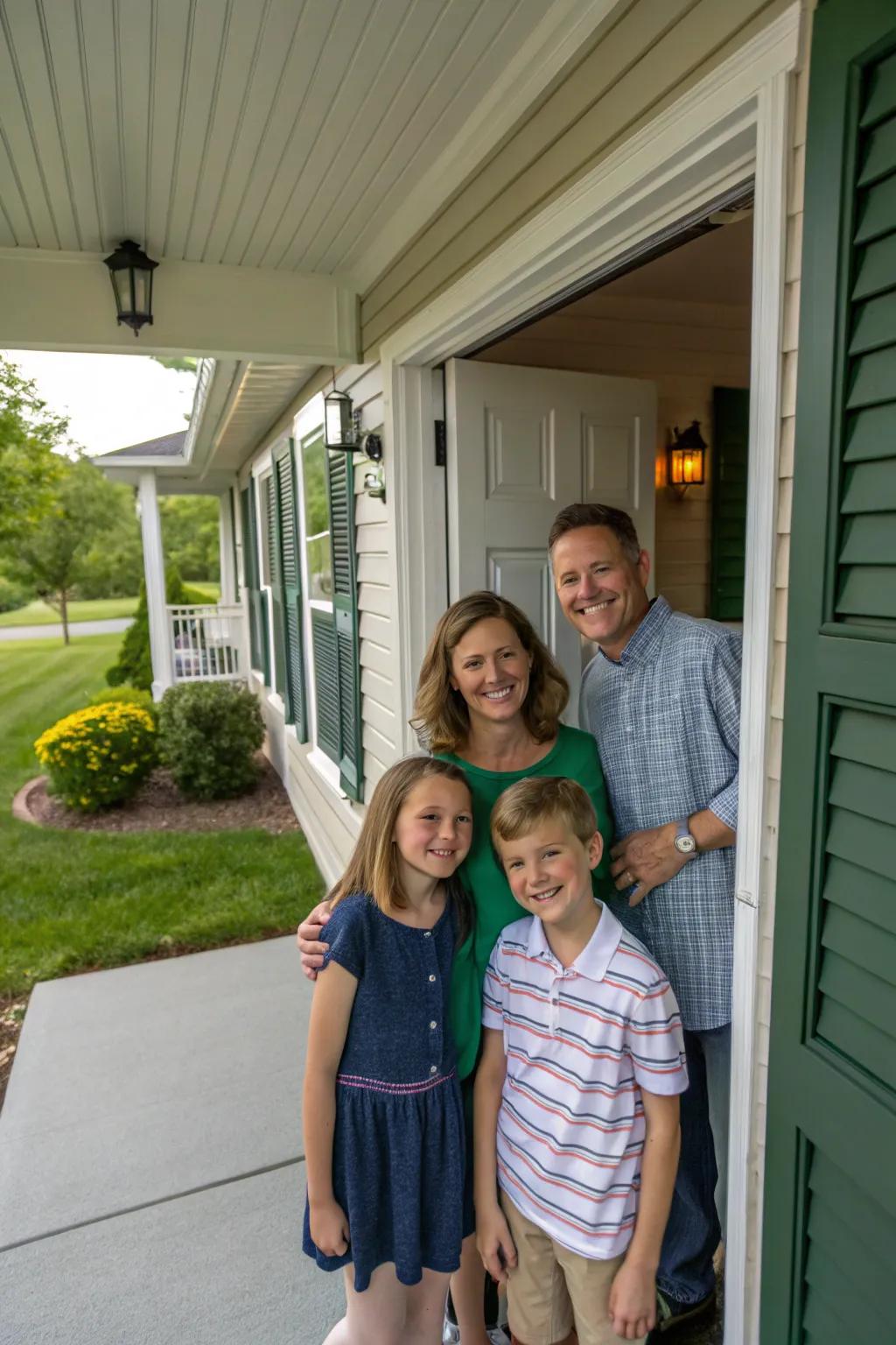 An entranceway picture represents the warmth and solidarity of family life.