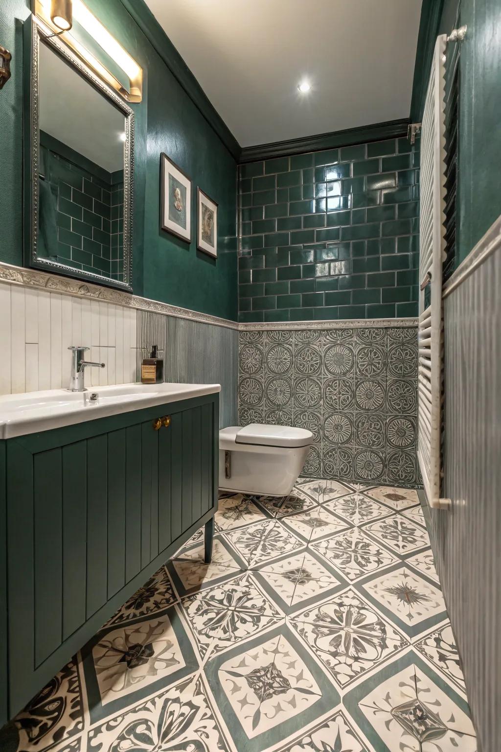 Contrasting flooring introduces an unexpected dimension of style.