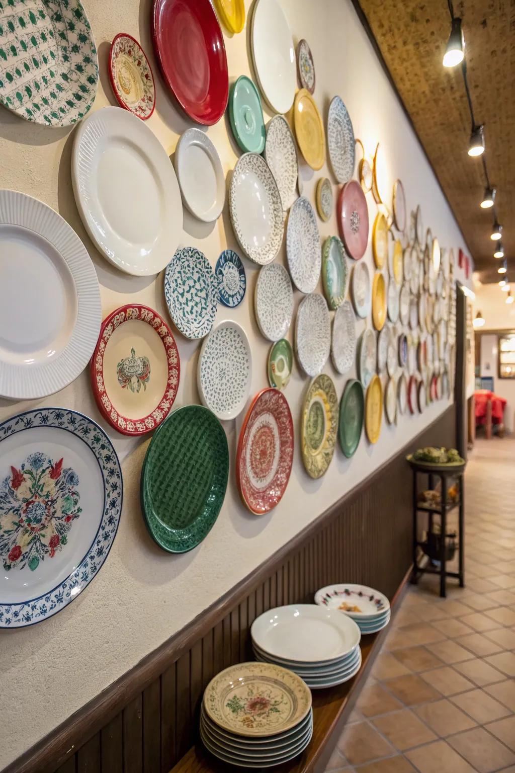 Differences in plate dimensions enhance playful interest.