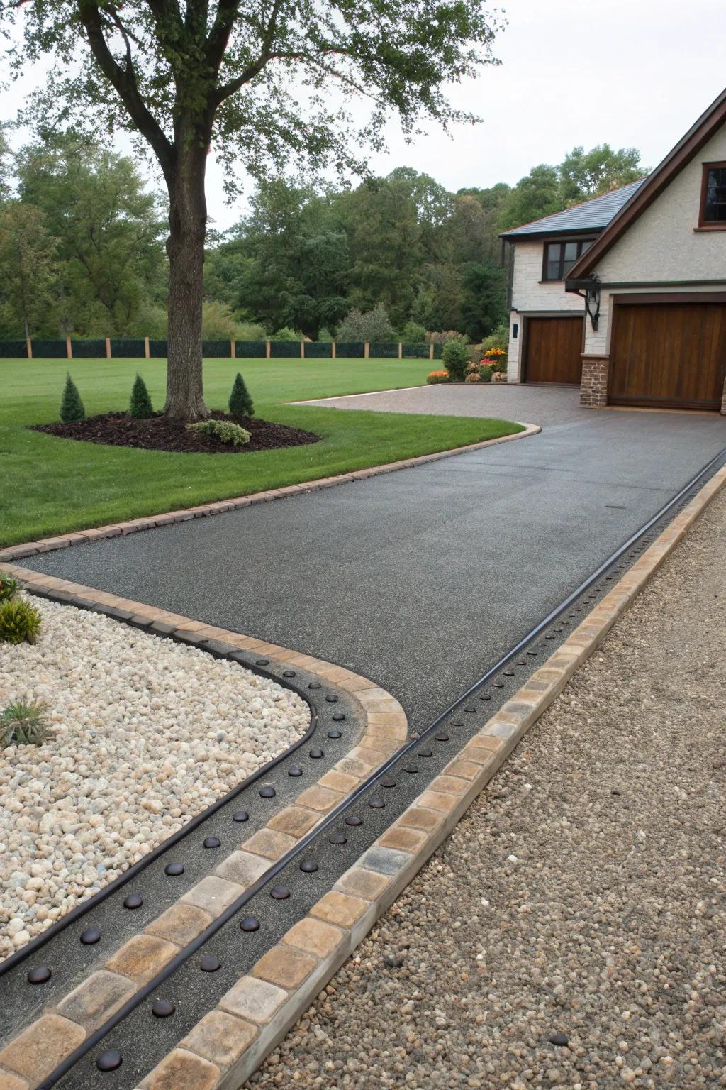 Sophisticated perimeter outlines furnish a refined framework for any driveway.