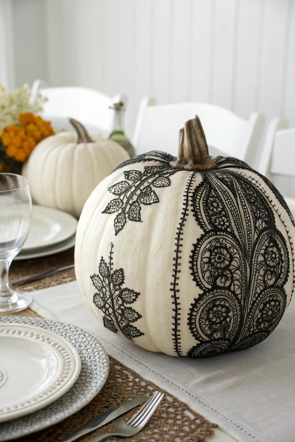 Netting weaves introduce a sophisticated element to Halloween pumpkin decor.