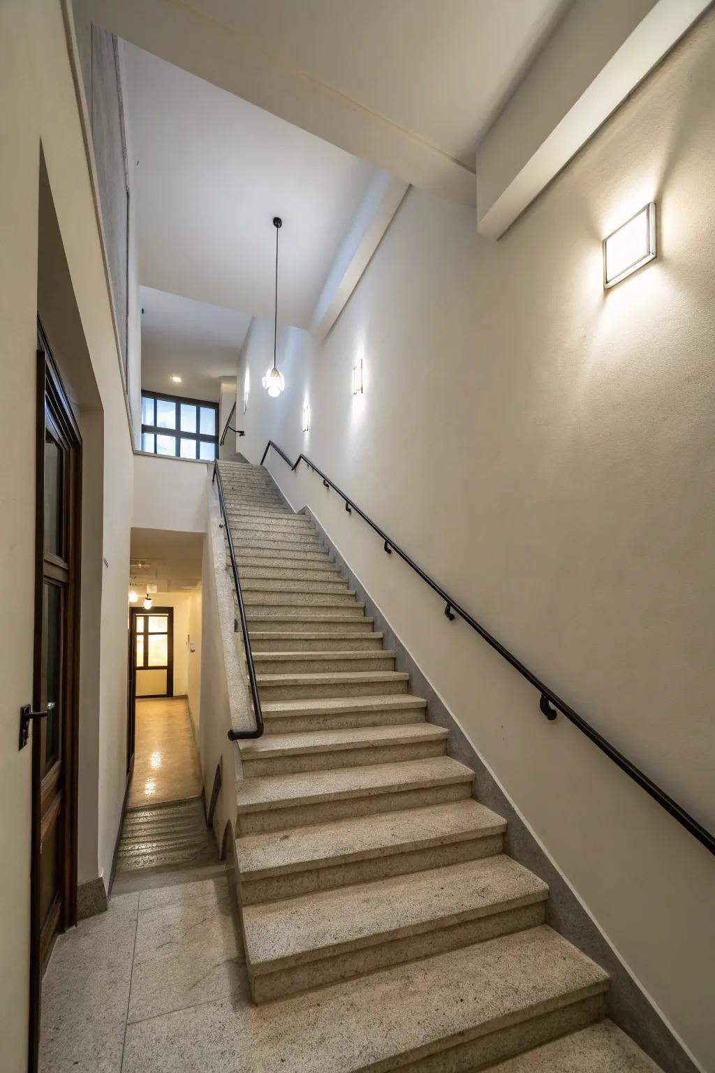 Clean lines and simplicity define modern stairwells.