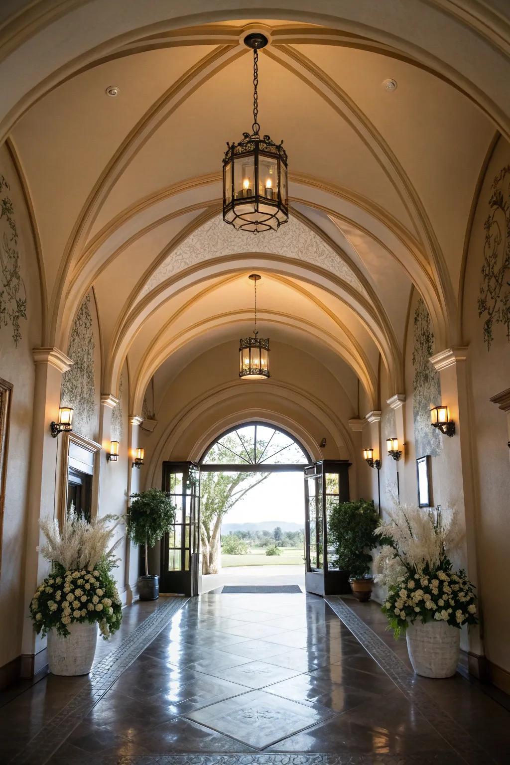 Domed ceilings impart grandeur to your entryway.
