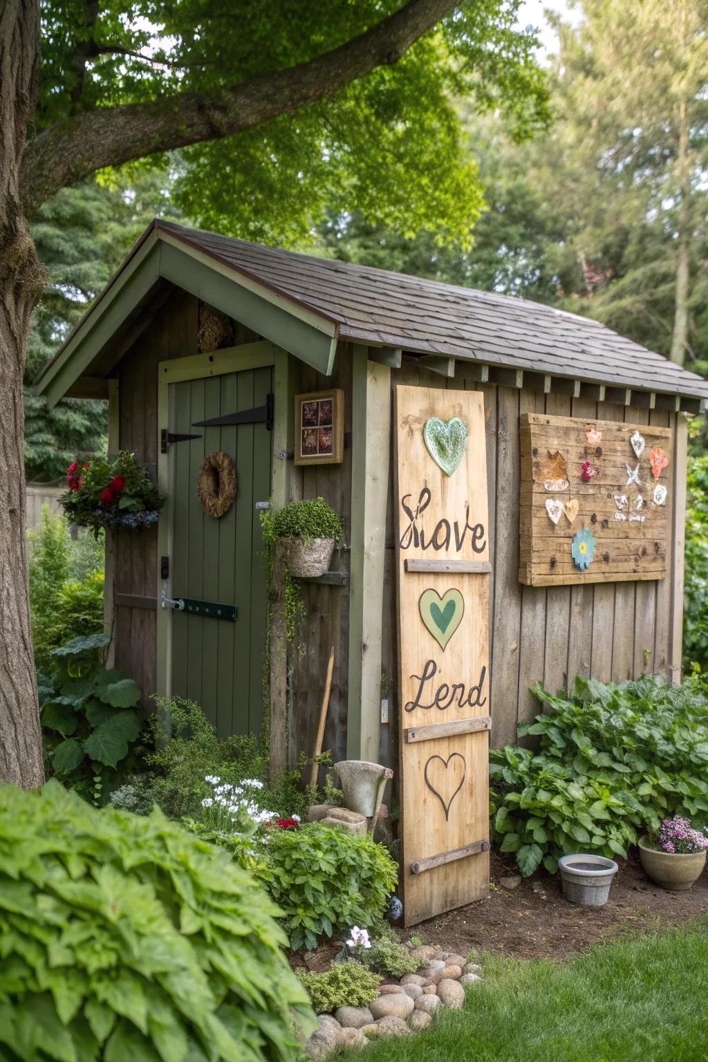 Individualized signage injects character into your shed.